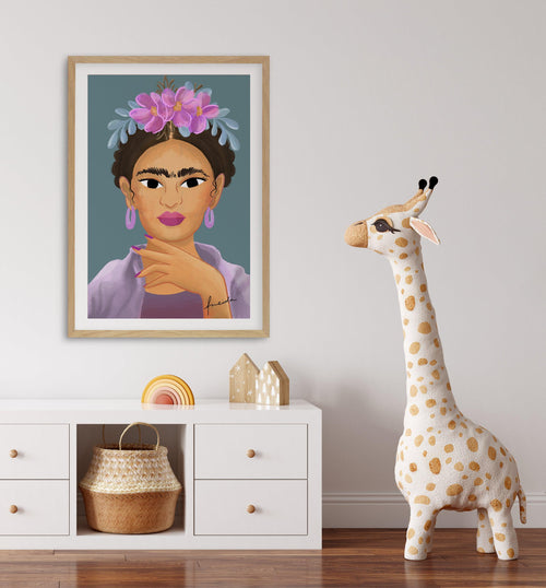 Frida Kahlo on Teal Art Print-PRINT-Olive et Oriel-Kristin-Buy-Australian-Art-Prints-Online-with-Olive-et-Oriel-Your-Artwork-Specialists-Austrailia-Decorate-With-Coastal-Photo-Wall-Art-Prints-From-Our-Beach-House-Artwork-Collection-Fine-Poster-and-Framed-Artwork