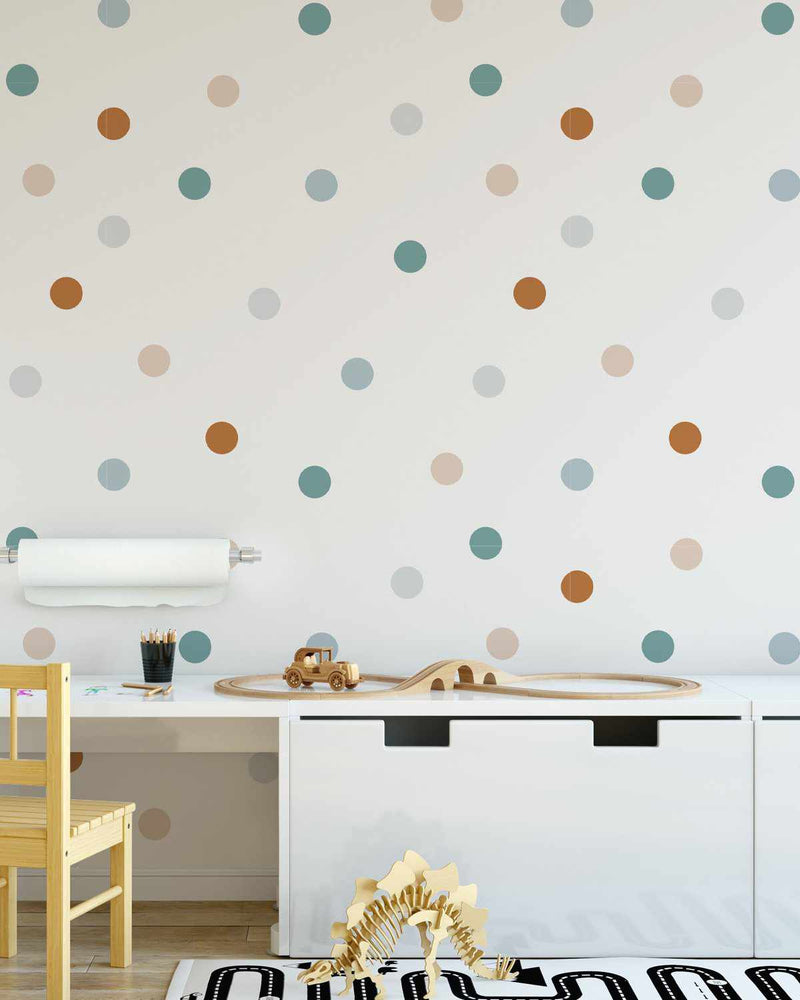 Fun Dots 'Noosa' Wallpaper-Wallpaper-Buy Kids Removable Wallpaper Online Our Custom Made Children√¢‚Ç¨‚Ñ¢s Wallpapers Are A Fun Way To Decorate And Enhance Boys Bedroom Decor And Girls Bedrooms They Are An Amazing Addition To Your Kids Bedroom Walls Our Collection of Kids Wallpaper Is Sure To Transform Your Kids Rooms Interior Style From Pink Wallpaper To Dinosaur Wallpaper Even Marble Wallpapers For Teen Boys Shop Peel And Stick Wallpaper Online Today With Olive et Oriel