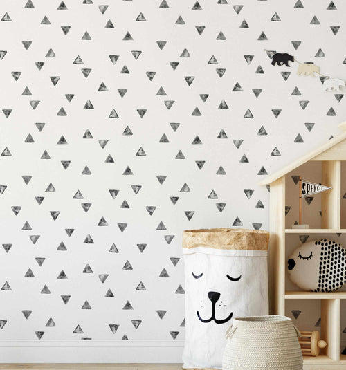 Fun Triangles Wallpaper-Wallpaper-Buy Kids Removable Wallpaper Online Our Custom Made Children√¢‚Ç¨‚Ñ¢s Wallpapers Are A Fun Way To Decorate And Enhance Boys Bedroom Decor And Girls Bedrooms They Are An Amazing Addition To Your Kids Bedroom Walls Our Collection of Kids Wallpaper Is Sure To Transform Your Kids Rooms Interior Style From Pink Wallpaper To Dinosaur Wallpaper Even Marble Wallpapers For Teen Boys Shop Peel And Stick Wallpaper Online Today With Olive et Oriel