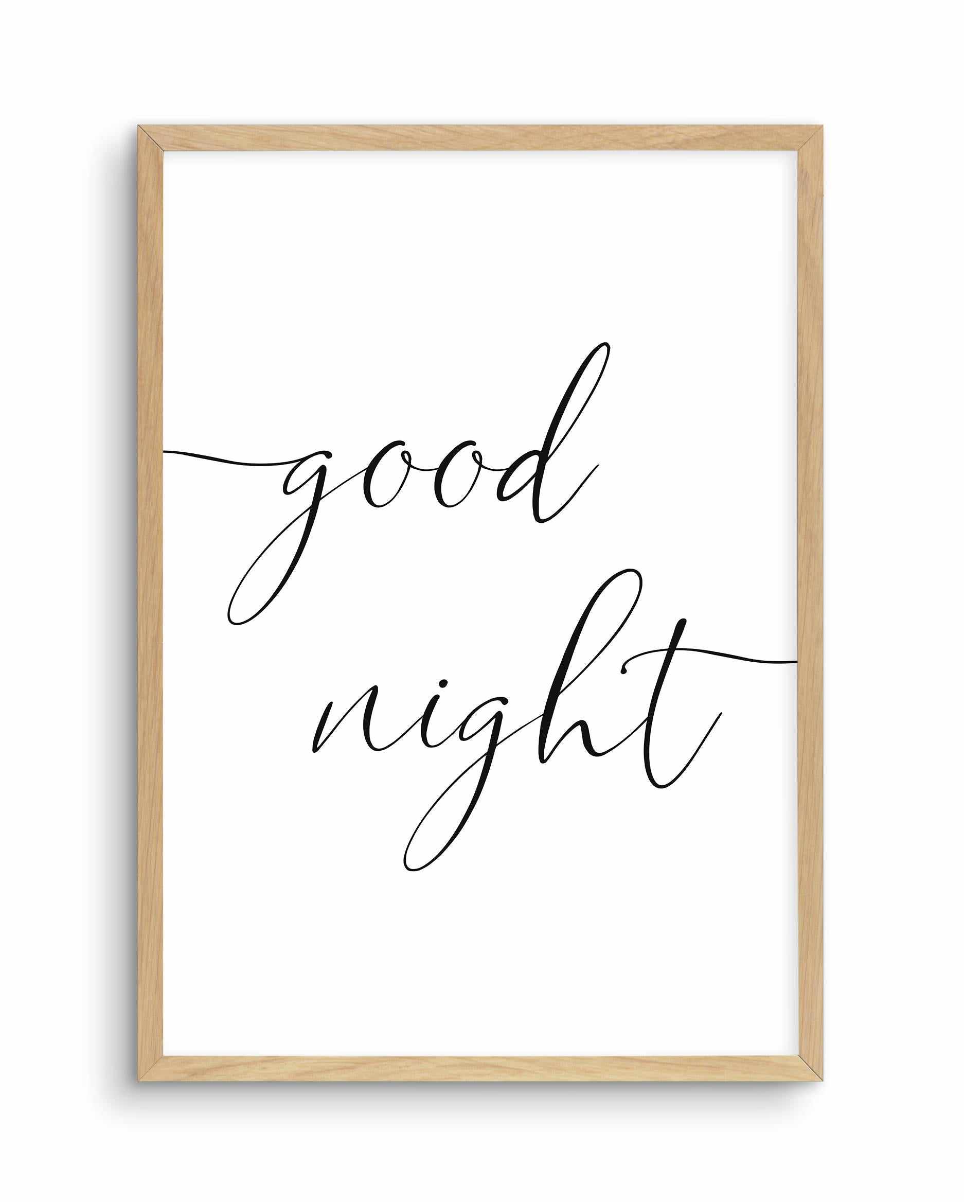 Goodnight Art Print-PRINT-Olive et Oriel-Olive et Oriel-A5 | 5.8" x 8.3" | 14.8 x 21cm-Oak-With White Border-Buy-Australian-Art-Prints-Online-with-Olive-et-Oriel-Your-Artwork-Specialists-Austrailia-Decorate-With-Coastal-Photo-Wall-Art-Prints-From-Our-Beach-House-Artwork-Collection-Fine-Poster-and-Framed-Artwork