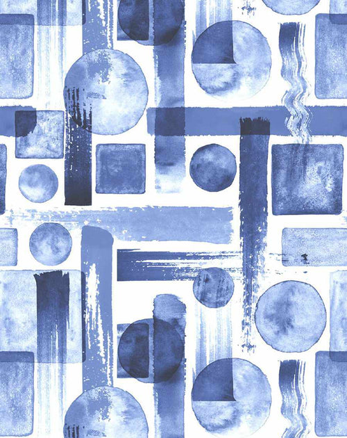Geo Maze in Blue Wallpaper - Olive et Oriel