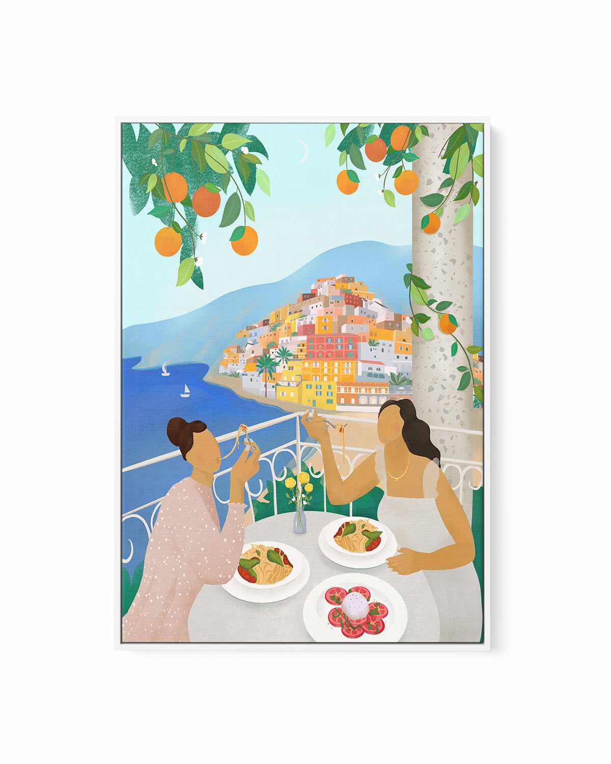 Girls in Positano by Petra Lizde | Framed Canvas Art Print