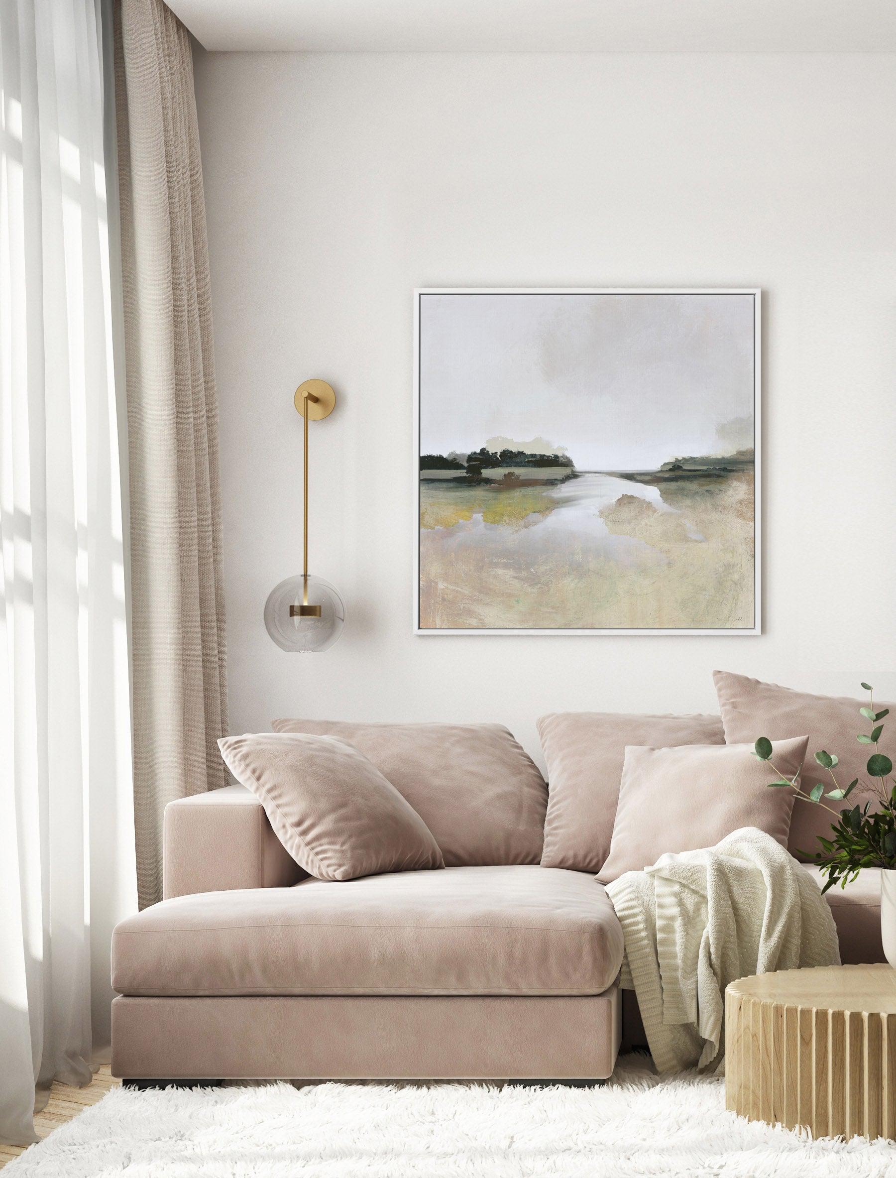 Gold Lake View by Dan Hobday SQ | Framed Canvas-CANVAS-You can shop wall art online with Olive et Oriel for everything from abstract art to fun kids wall art. Our beautiful modern art prints and canvas art are available from large canvas prints to wall art paintings and our proudly Australian artwork collection offers only the highest quality framed large wall art and canvas art Australia - You can buy fashion photography prints or Hampton print posters and paintings on canvas from Olive et Orie