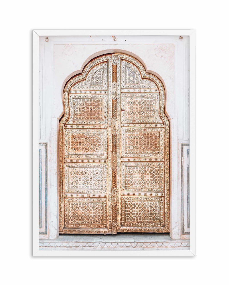 Golden Doorway | Morocco Art Print-Shop Australian Art Prints Online with Olive et Oriel - Our collection of Moroccan art prints offer unique wall art including moroccan arches and pink morocco doors of marrakech - this collection will add soft feminine colour to your walls and some may say bohemian style. These traditional morocco landscape photography includes desert scenes of palm trees and camel art prints - there is art on canvas and extra large wall art with fast, free shipping across Aust