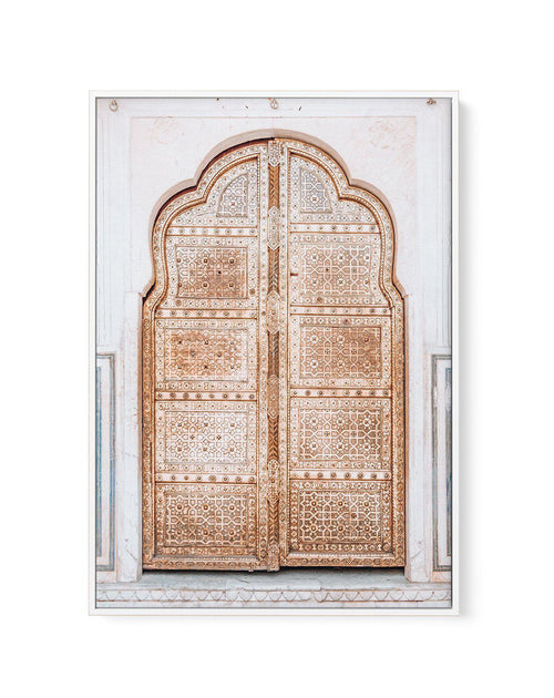 Golden Doorway | Morocco | Framed Canvas-Shop Australian Art Prints Online with Olive et Oriel - Our collection of Moroccan art prints offer unique wall art including moroccan arches and pink morocco doors of marrakech - this collection will add soft feminine colour to your walls and some may say bohemian style. These traditional morocco landscape photography includes desert scenes of palm trees and camel art prints - there is art on canvas and extra large wall art with fast, free shipping acros