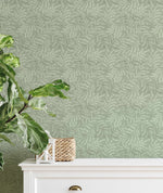 Graphic Leaves Sage Green Wallpaper-Wallpaper-Buy Australian Removable Wallpaper Now Sage Green Wallpaper Peel And Stick Wallpaper Online At Olive et Oriel Custom Made Wallpapers Wall Papers Decorate Your Bedroom Living Room Kids Room or Commercial Interior