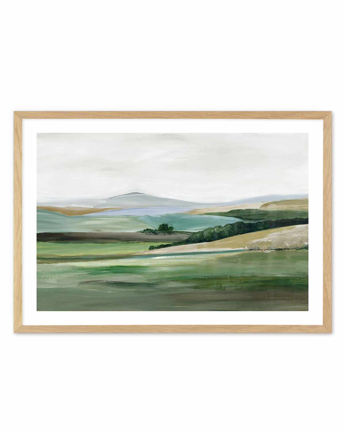 Green Hillside Horizon Art Print-PRINT-Order sage mint green framed abstract painting wall art prints online with Olive et Oriel Australia