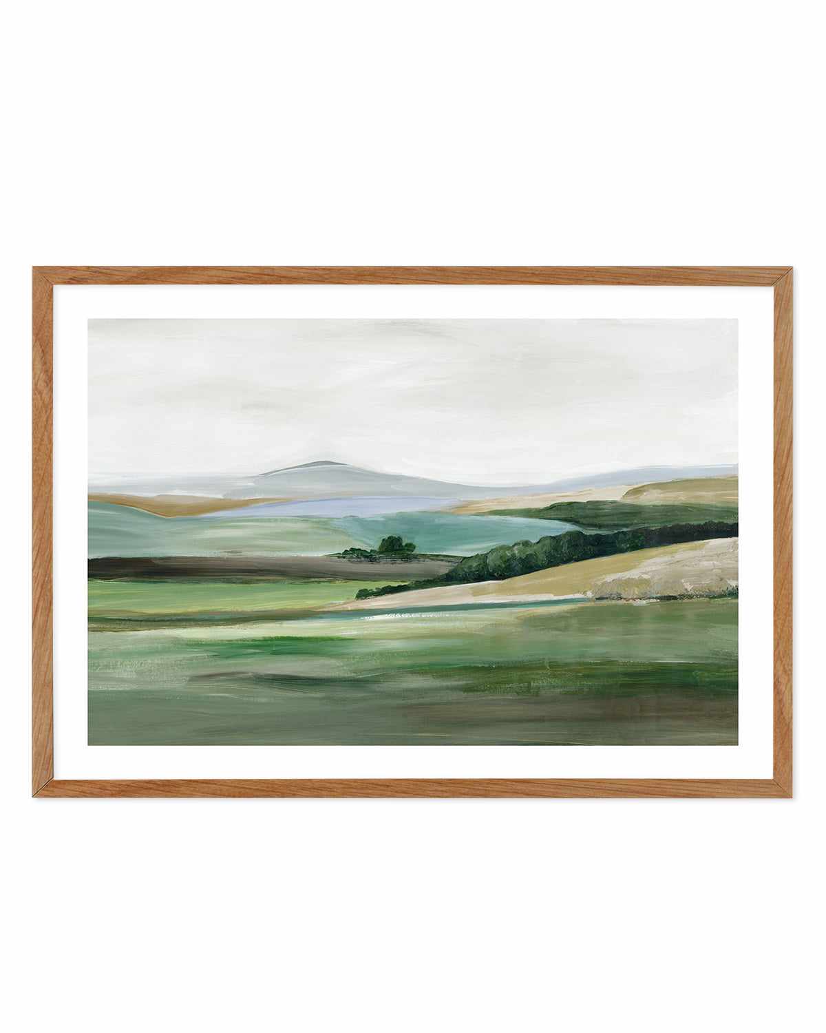 Green Hillside Horizon Art Print-PRINT-Order sage mint green framed abstract painting wall art prints online with Olive et Oriel Australia