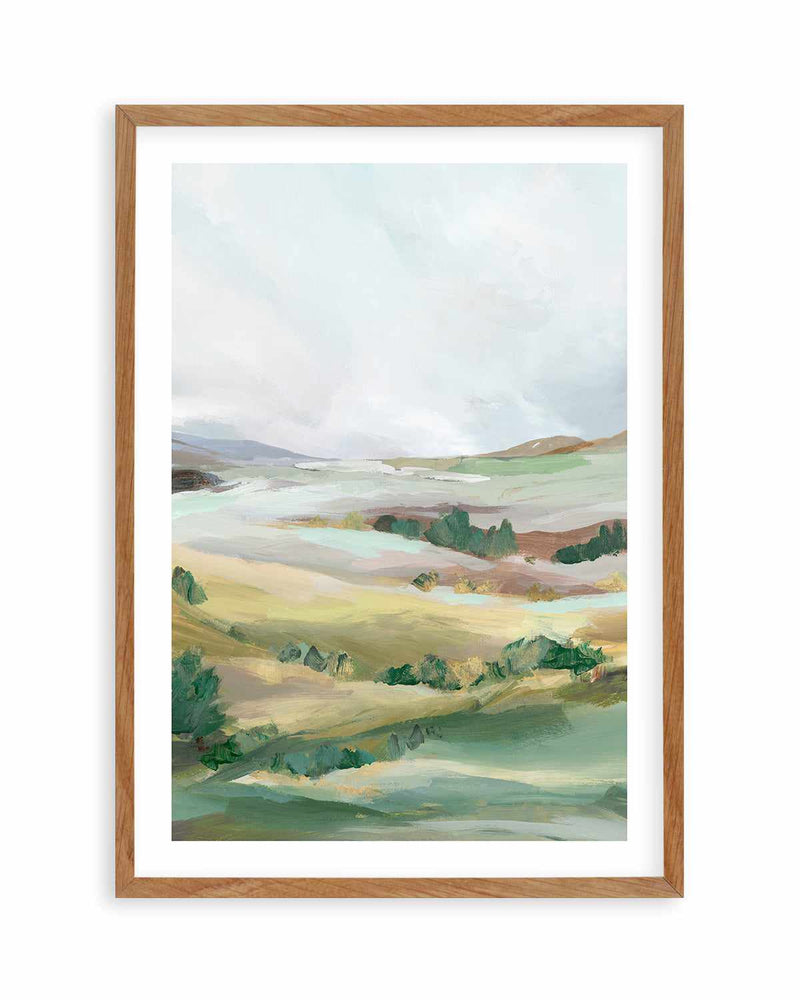 Green Pastures II Art Print-PRINT-Order sage mint green framed abstract painting wall art prints online with Olive et Oriel Australia