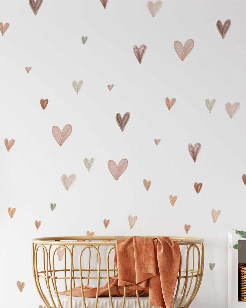 Hearts Decal Set-Decals-Olive et Oriel-Decorate your kids bedroom wall decor with removable wall decals, these fabric kids decals are a great way to add colour and update your children's bedroom. Available as girls wall decals or boys wall decals, there are also nursery decals.