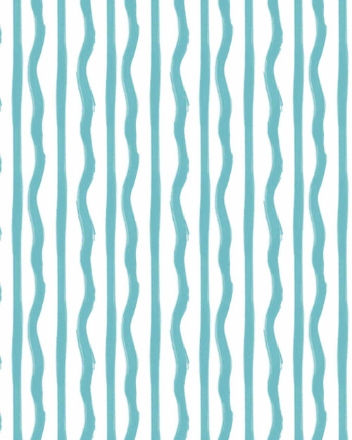 Mixed Stripe Wallpaper in Ocean