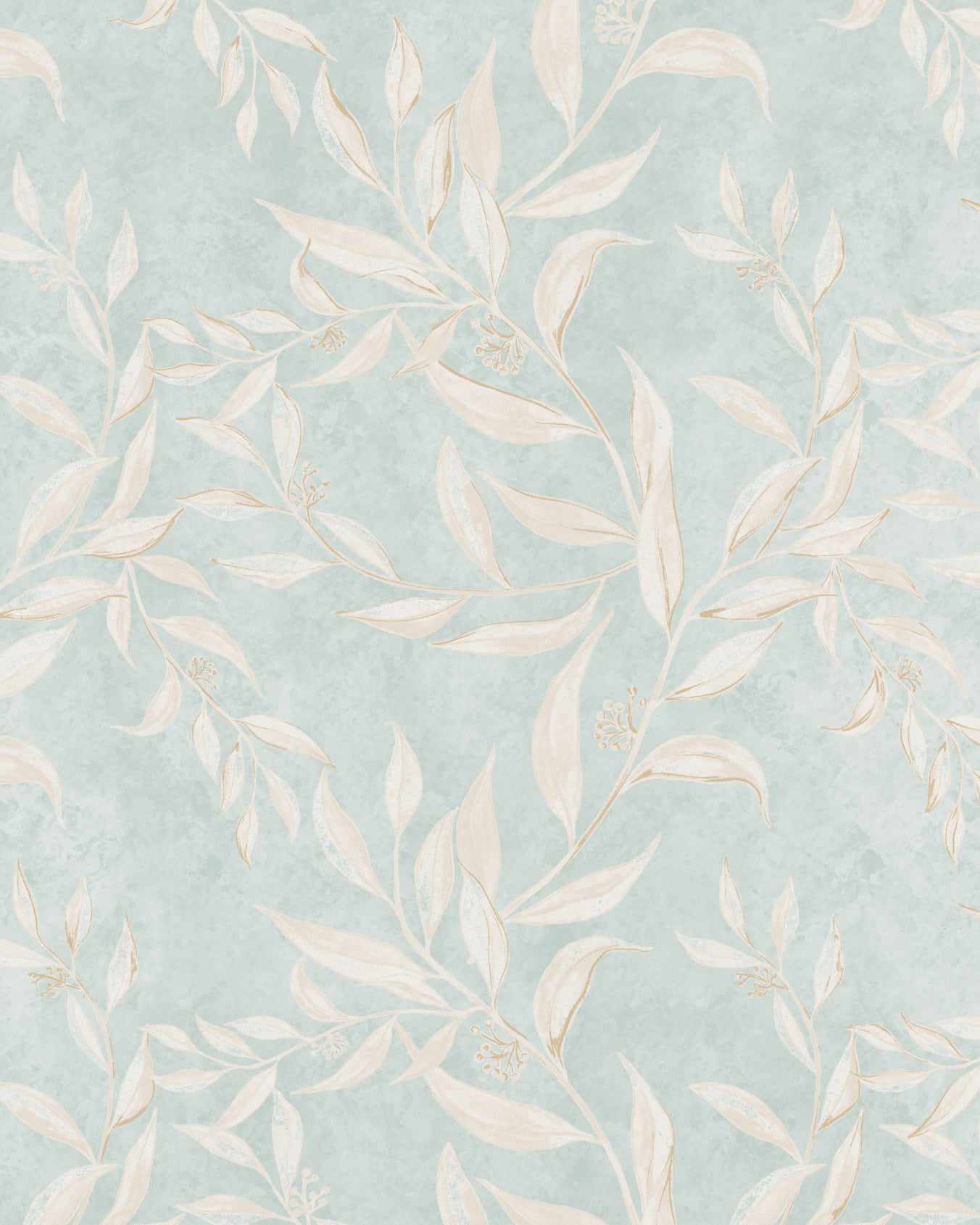 Olive Leaf Wallpaper in Blue Grey