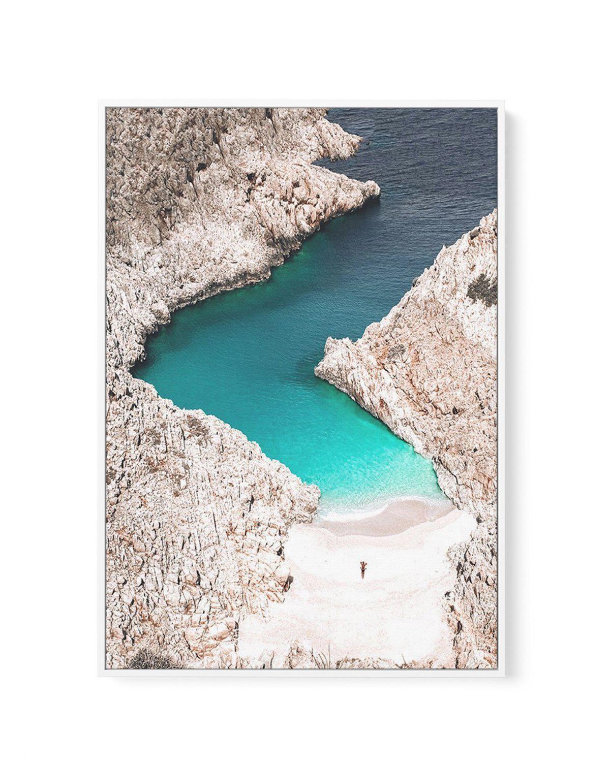 Hideaway, Crete | Framed Canvas-Shop Greece Wall Art Prints Online with Olive et Oriel - Our collection of Greek Islands art prints offer unique wall art including blue domes of Santorini in Oia, mediterranean sea prints and incredible posters from Milos and other Greece landscape photography - this collection will add mediterranean blue to your home, perfect for updating the walls in coastal, beach house style. There is Greece art on canvas and extra large wall art with fast, free shipping acro