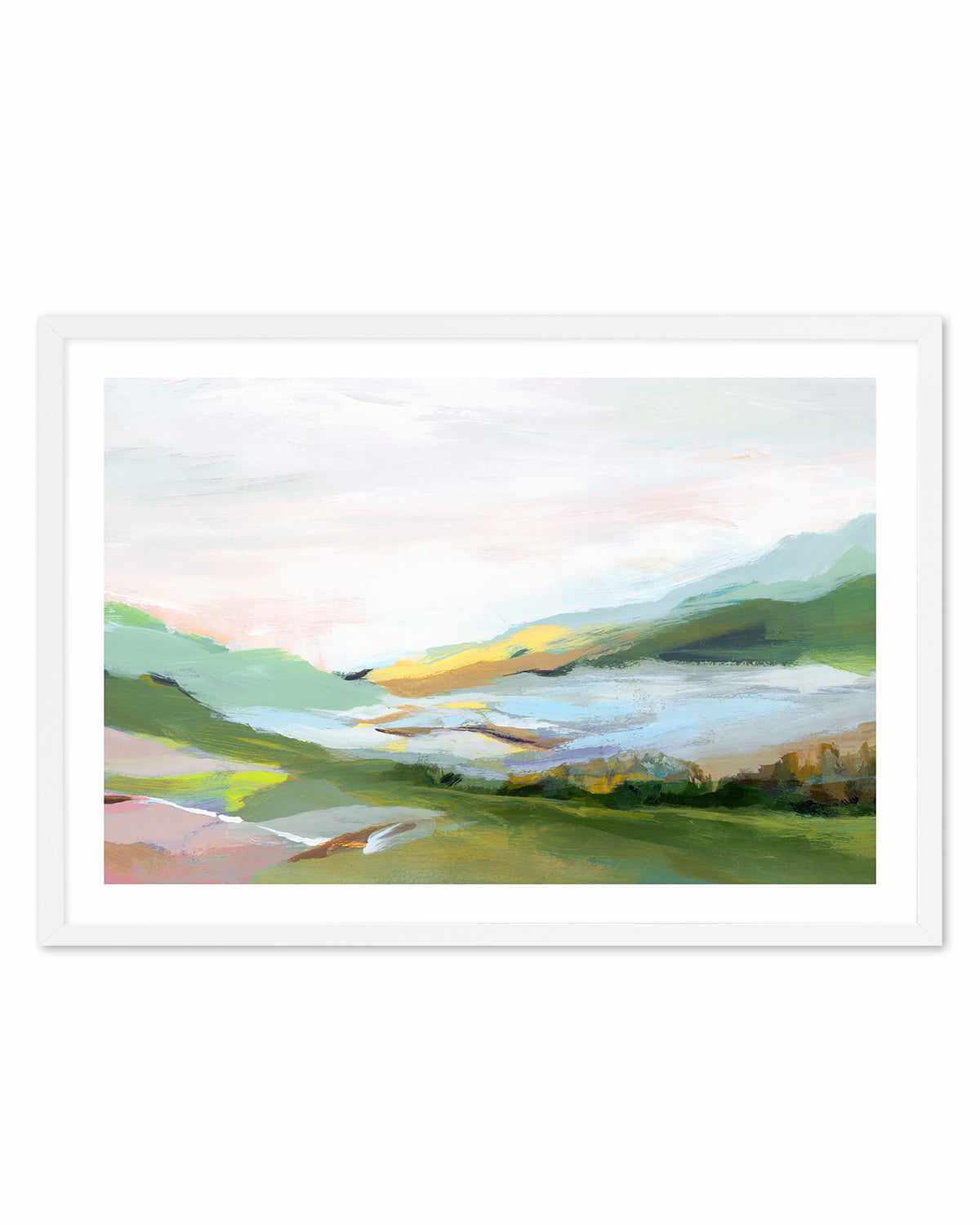 Highland II Art Print-PRINT-Order sage mint green framed abstract painting wall art prints online with Olive et Oriel Australia