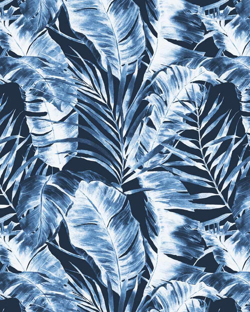 Island Luxe Palm Wallpaper in Navy
