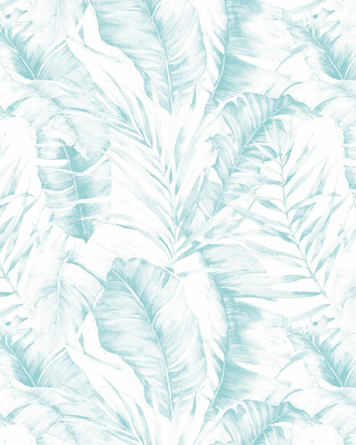 Island Luxe Palm Wallpaper in Seafoam
