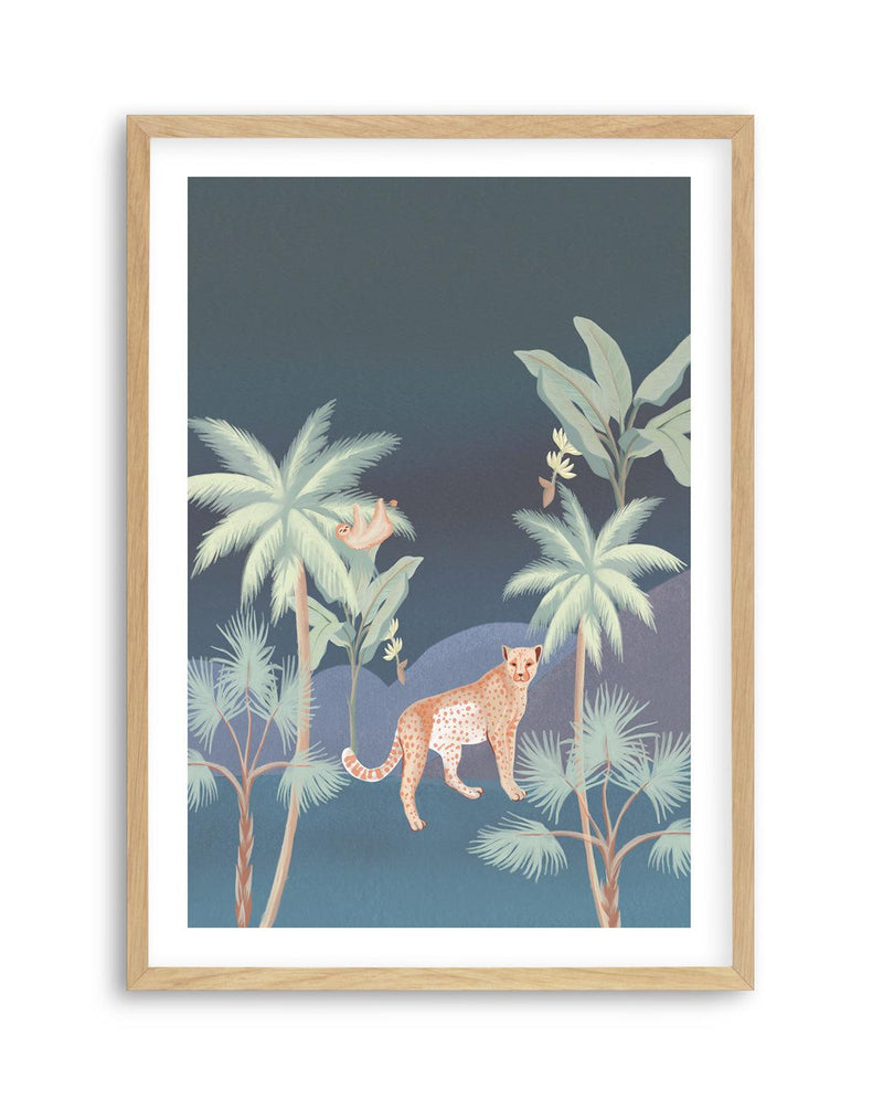 Jungle Cheetah in Midnight Art Print-PRINT-Olive et Oriel-Olive et Oriel-A5 | 5.8" x 8.3" | 14.8 x 21cm-Oak-With White Border-Buy-Australian-Art-Prints-Online-with-Olive-et-Oriel-Your-Artwork-Specialists-Austrailia-Decorate-With-Coastal-Photo-Wall-Art-Prints-From-Our-Beach-House-Artwork-Collection-Fine-Poster-and-Framed-Artwork
