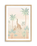 Jungle Giraffes Art Print-PRINT-Olive et Oriel-Olive et Oriel-A5 | 5.8" x 8.3" | 14.8 x 21cm-Oak-With White Border-Buy-Australian-Art-Prints-Online-with-Olive-et-Oriel-Your-Artwork-Specialists-Austrailia-Decorate-With-Coastal-Photo-Wall-Art-Prints-From-Our-Beach-House-Artwork-Collection-Fine-Poster-and-Framed-Artwork