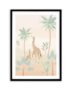 Jungle Giraffes Art Print-PRINT-Olive et Oriel-Olive et Oriel-A5 | 5.8" x 8.3" | 14.8 x 21cm-Black-With White Border-Buy-Australian-Art-Prints-Online-with-Olive-et-Oriel-Your-Artwork-Specialists-Austrailia-Decorate-With-Coastal-Photo-Wall-Art-Prints-From-Our-Beach-House-Artwork-Collection-Fine-Poster-and-Framed-Artwork