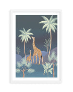 Jungle Giraffes in Midnight Art Print-PRINT-Olive et Oriel-Olive et Oriel-A5 | 5.8" x 8.3" | 14.8 x 21cm-White-With White Border-Buy-Australian-Art-Prints-Online-with-Olive-et-Oriel-Your-Artwork-Specialists-Austrailia-Decorate-With-Coastal-Photo-Wall-Art-Prints-From-Our-Beach-House-Artwork-Collection-Fine-Poster-and-Framed-Artwork