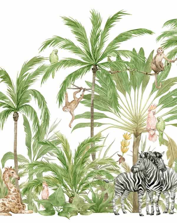 Jungle Love Wallpaper Mural-Wallpaper-Buy Kids Removable Wallpaper Online Our Custom Made Children‚àö¬¢‚Äö√á¬®‚Äö√ë¬¢s Wallpapers Are A Fun Way To Decorate And Enhance Boys Bedroom Decor And Girls Bedrooms They Are An Amazing Addition To Your Kids Bedroom Walls Our Collection of Kids Wallpaper Is Sure To Transform Your Kids Rooms Interior Style From Pink Wallpaper To Dinosaur Wallpaper Even Marble Wallpapers For Teen Boys Shop Peel And Stick Wallpaper Online Today With Olive et Oriel