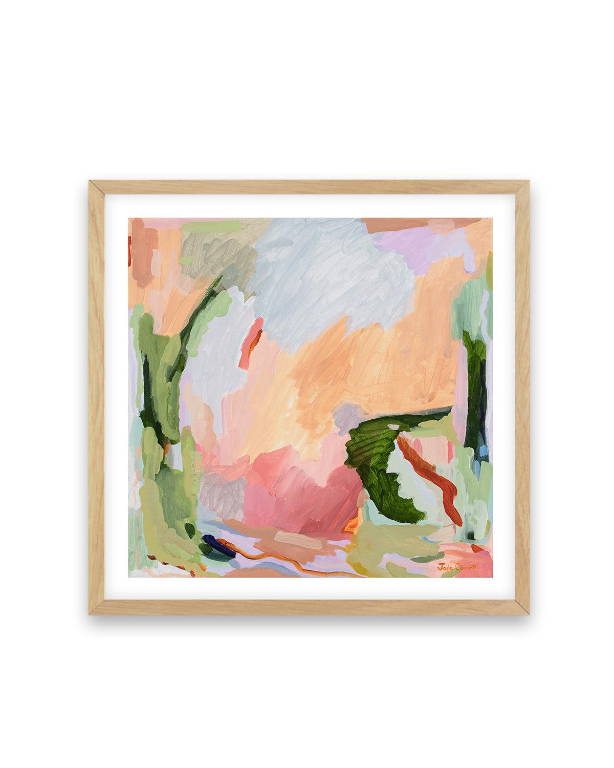 Juniper by Jade Carnell Art Print-PRINT-Order sage mint green framed abstract painting wall art prints online with Olive et Oriel Australia