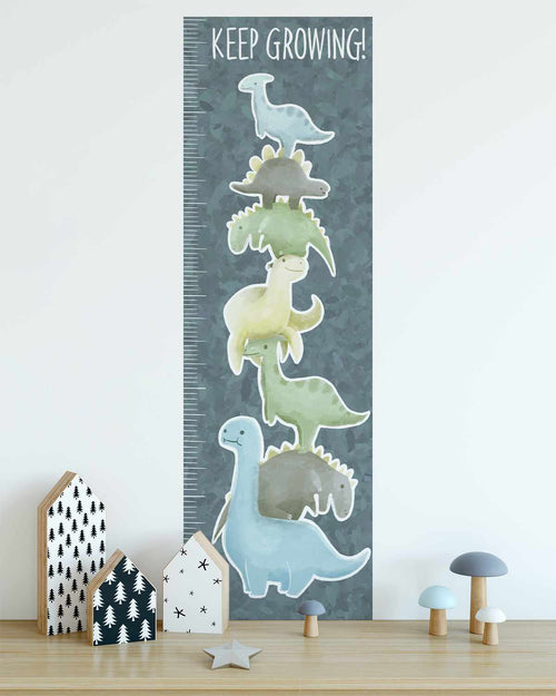 Keep Growing Dinosaur Height Chart Decal-Decals-Olive et Oriel-Decorate your kids bedroom wall decor with removable wall decals, these fabric kids decals are a great way to add colour and update your children's bedroom. Available as girls wall decals or boys wall decals, there are also nursery decals.