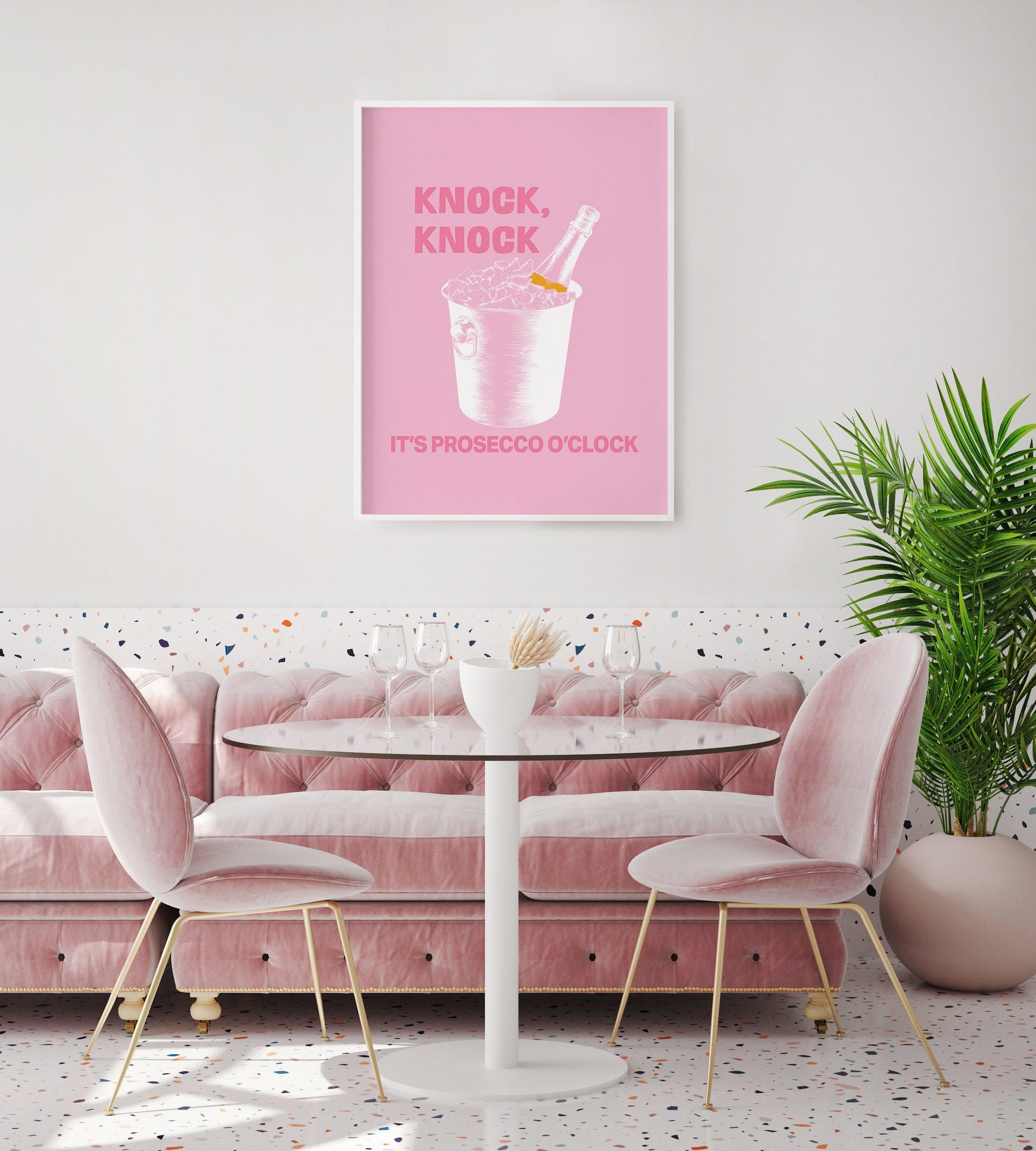 Knock Knock It's Prosecco O'Clock Art Print-PRINT-Olive et Oriel-Olive et Oriel-Buy-Australian-Art-Prints-Online-with-Olive-et-Oriel-Your-Artwork-Specialists-Austrailia-Decorate-With-Coastal-Photo-Wall-Art-Prints-From-Our-Beach-House-Artwork-Collection-Fine-Poster-and-Framed-Artwork