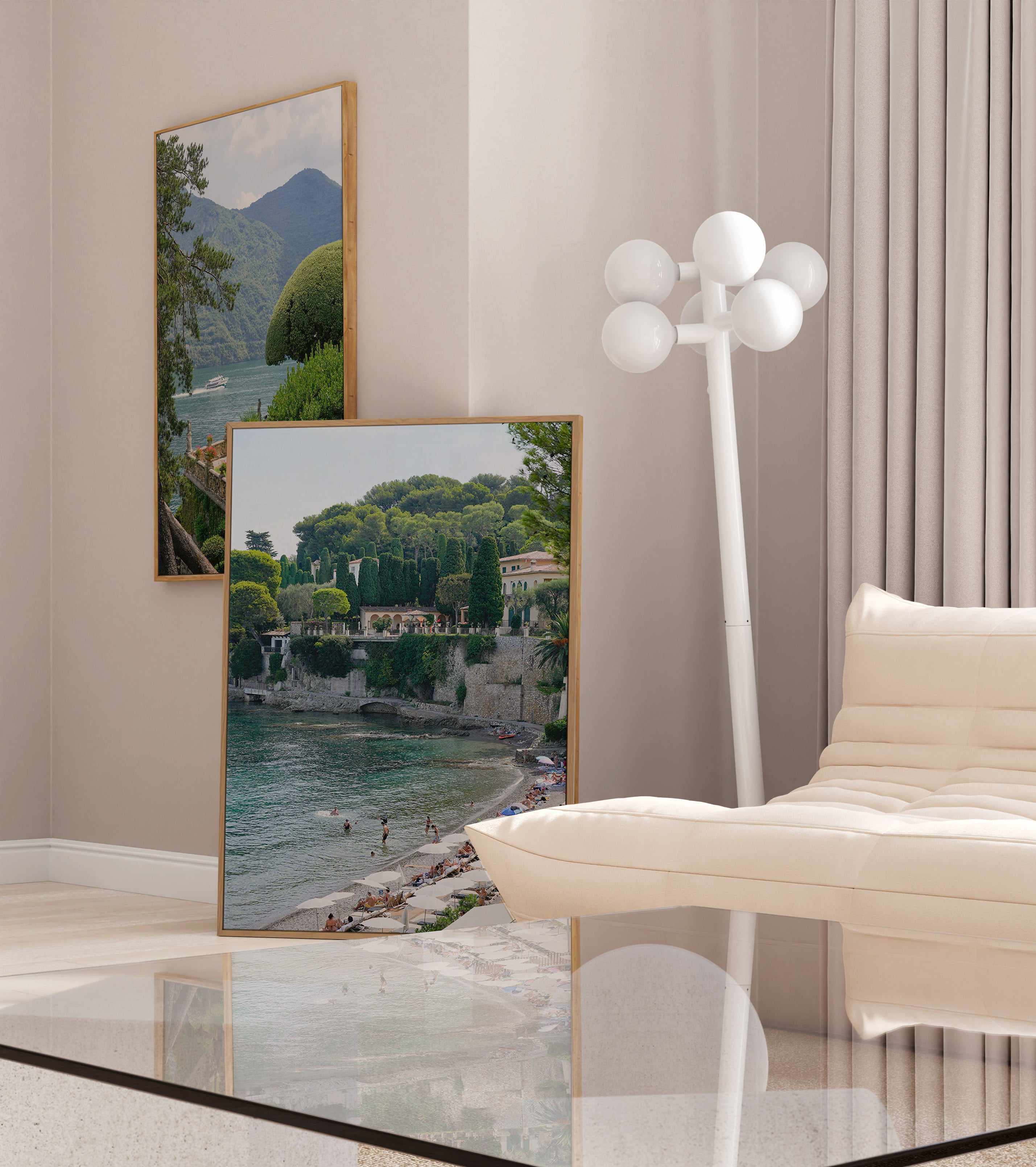 Lake Como Views by Kamalia Studio | Framed Canvas Art Print