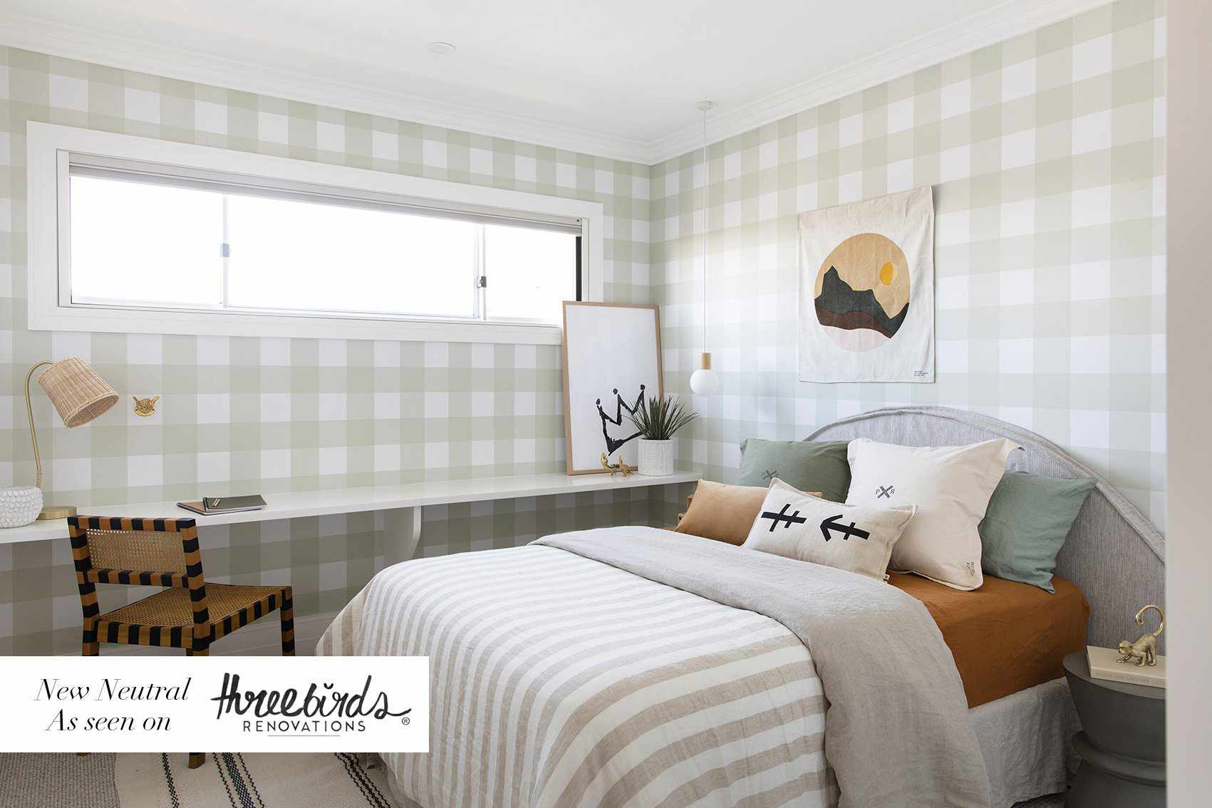 Large Gingham Check Wallpaper | As seen on Three Birds Renovations-Wallpaper-Buy-Australian-Removable-Wallpaper-In-Gingham-Wallpaper-Peel-And-Stick-Wallpaper-Online-At-Olive-et-Oriel-Shop-Plaid-&-Check-Style-Wall-Papers-Decorate-Your-Bedroom-Living-Room-Kids-Room-or-Commercial-Interior