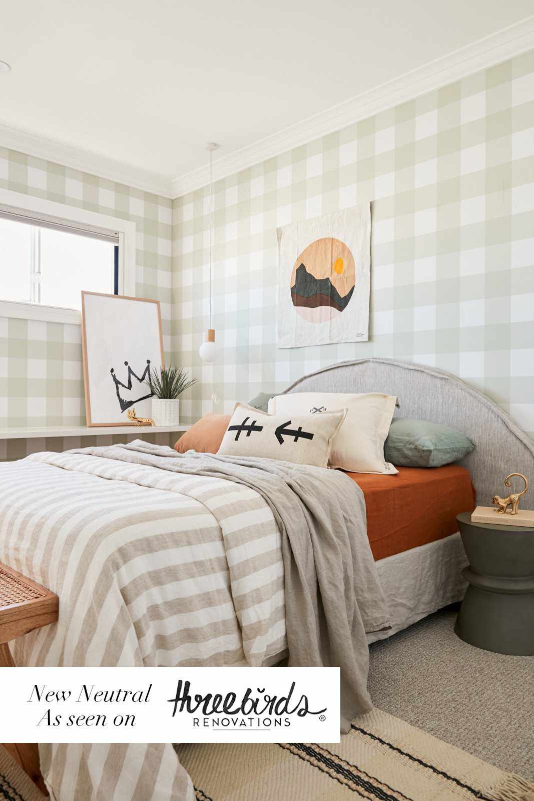 Large Gingham Check Wallpaper | As seen on Three Birds Renovations-Wallpaper-Buy-Australian-Removable-Wallpaper-In-Gingham-Wallpaper-Peel-And-Stick-Wallpaper-Online-At-Olive-et-Oriel-Shop-Plaid-&-Check-Style-Wall-Papers-Decorate-Your-Bedroom-Living-Room-Kids-Room-or-Commercial-Interior