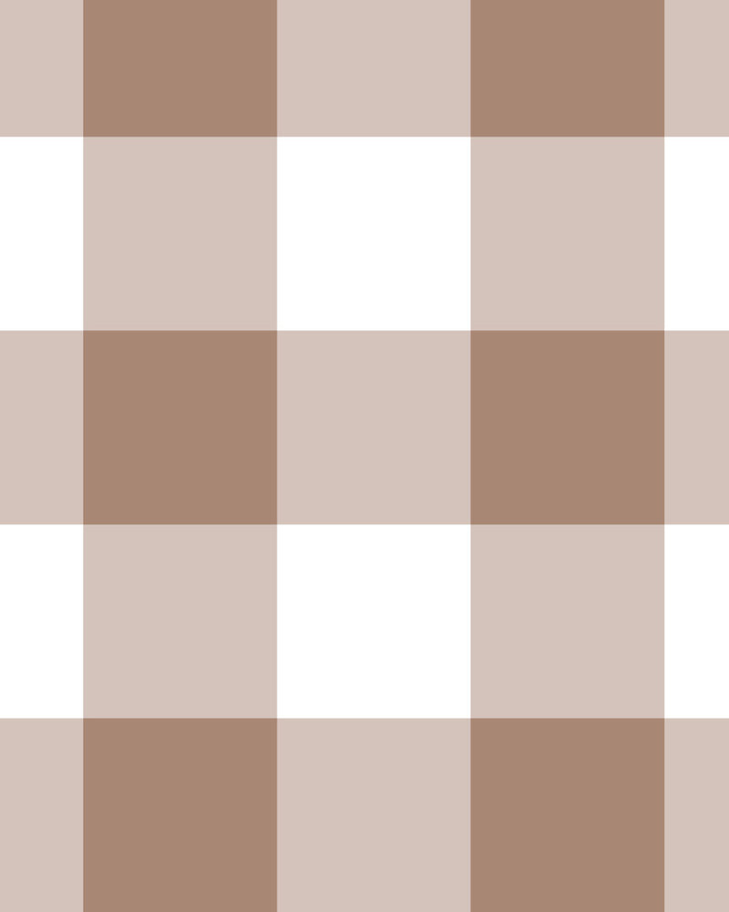 Large Gingham Check Chocolate Brown Wallpaper