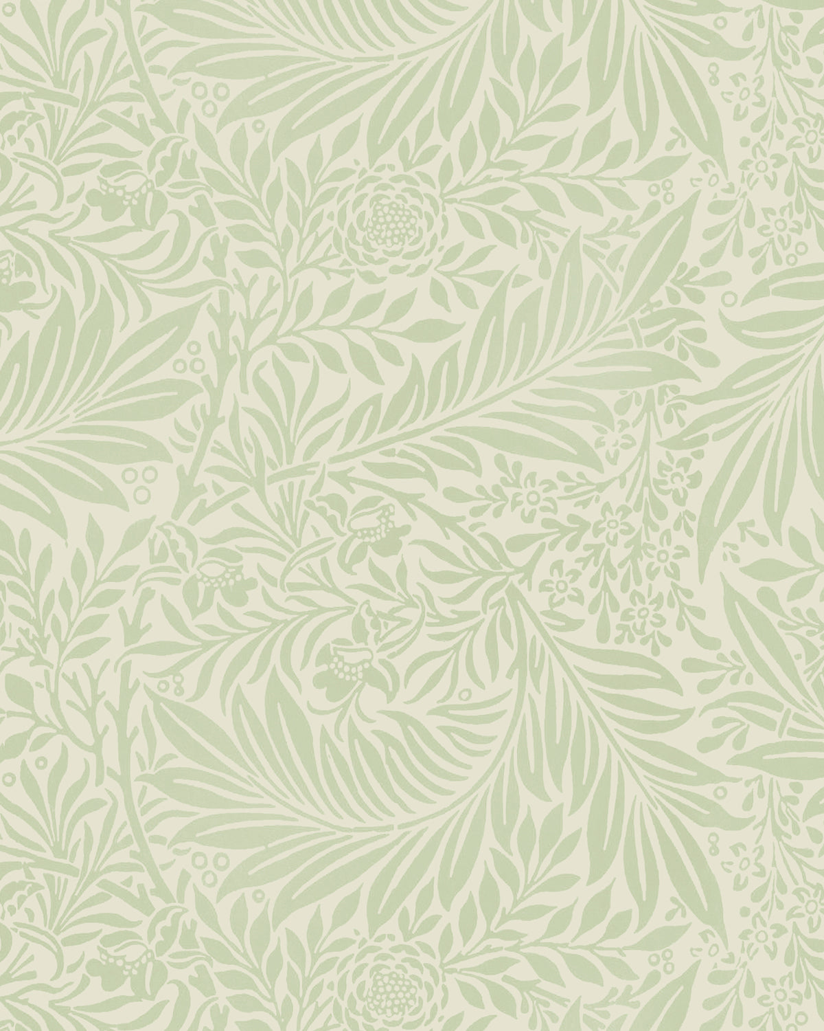 Larkspur in Sage Green by William Morris Wallpaper