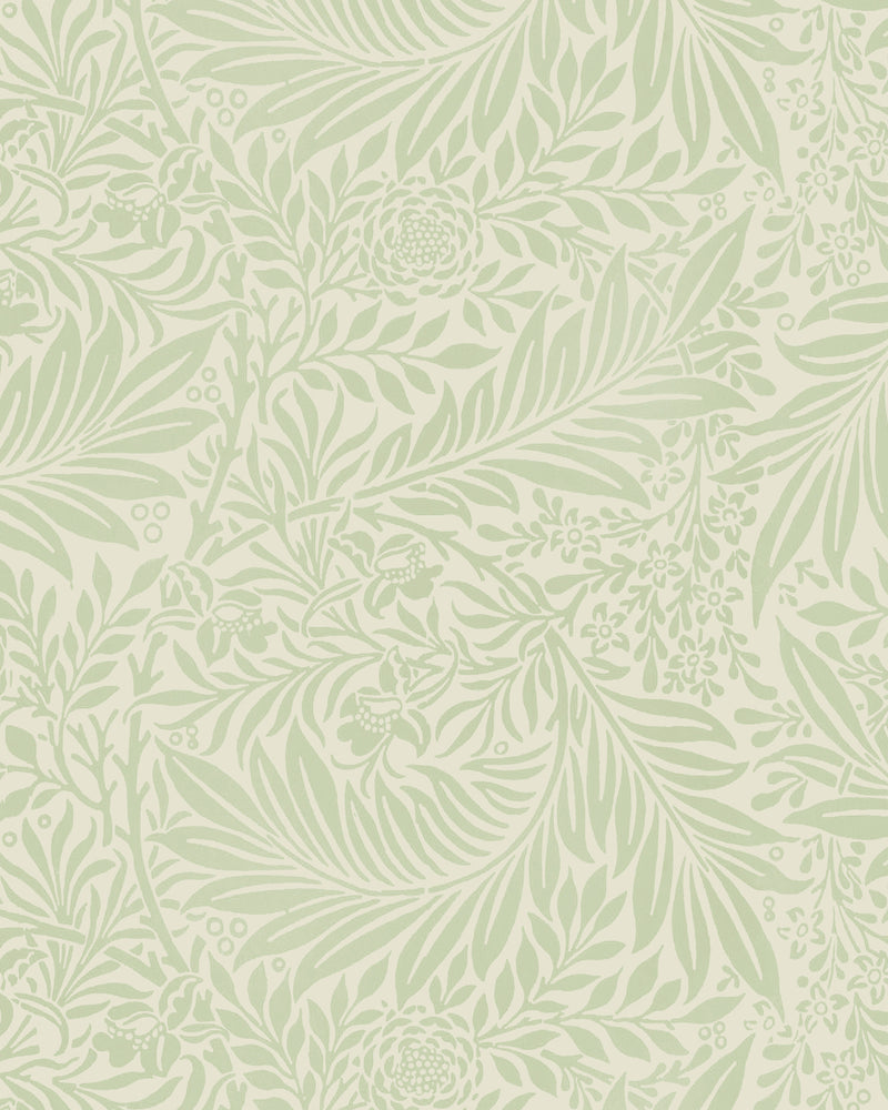Larkspur in Sage Green by William Morris Wallpaper