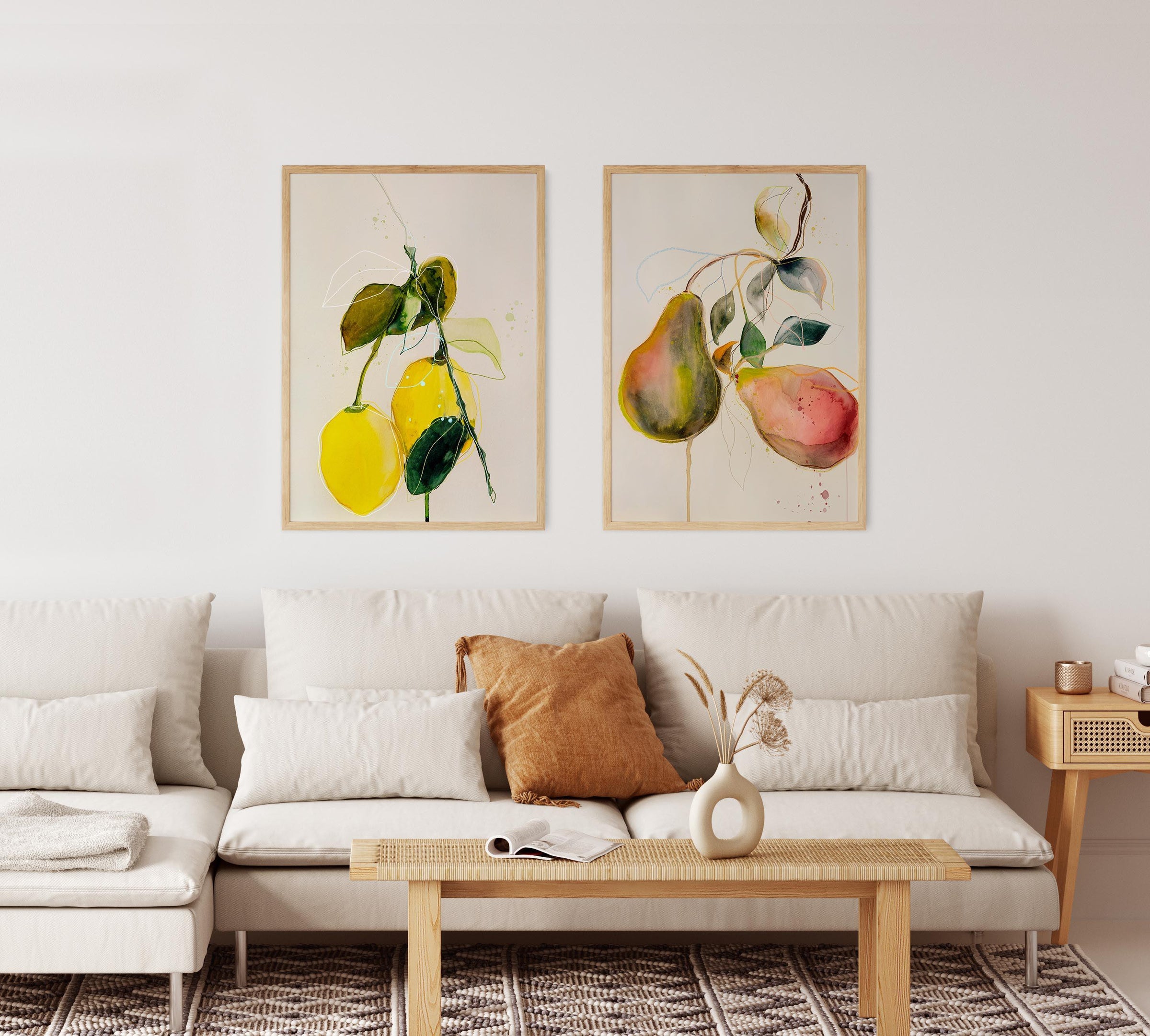 Pear Painting in soft pink tones art print or poster – Olive et Oriel