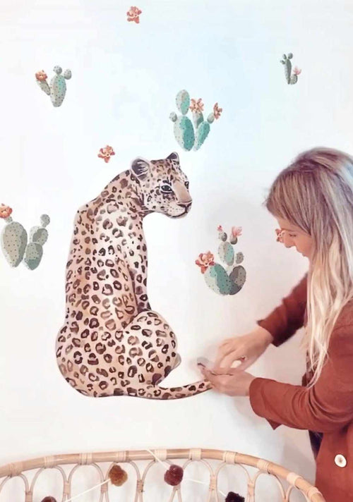 Leopard Decal-Decals-Olive et Oriel-Decorate your kids bedroom wall decor with removable wall decals, these fabric kids decals are a great way to add colour and update your children's bedroom. Available as girls wall decals or boys wall decals, there are also nursery decals.