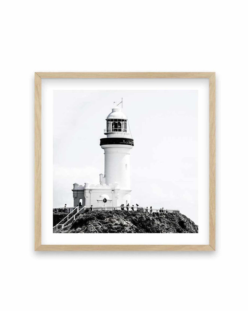 Lighthouse Byron Bay | SQ Art Print-PRINT-Olive et Oriel-Olive et Oriel-70x70 cm | 27.5" x 27.5"-Oak-With White Border-Buy-Australian-Art-Prints-Online-with-Olive-et-Oriel-Your-Artwork-Specialists-Austrailia-Decorate-With-Coastal-Photo-Wall-Art-Prints-From-Our-Beach-House-Artwork-Collection-Fine-Poster-and-Framed-Artwork
