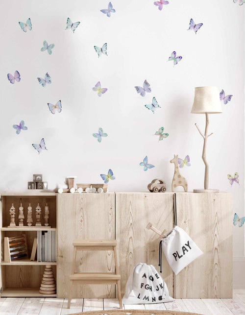 Lilac & Blue Butterflies Decal Set-Decals-Olive et Oriel-Decorate your kids bedroom wall decor with removable wall decals, these fabric kids decals are a great way to add colour and update your children's bedroom. Available as girls wall decals or boys wall decals, there are also nursery decals.