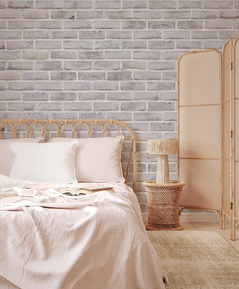White Washed Brick Wall Mural