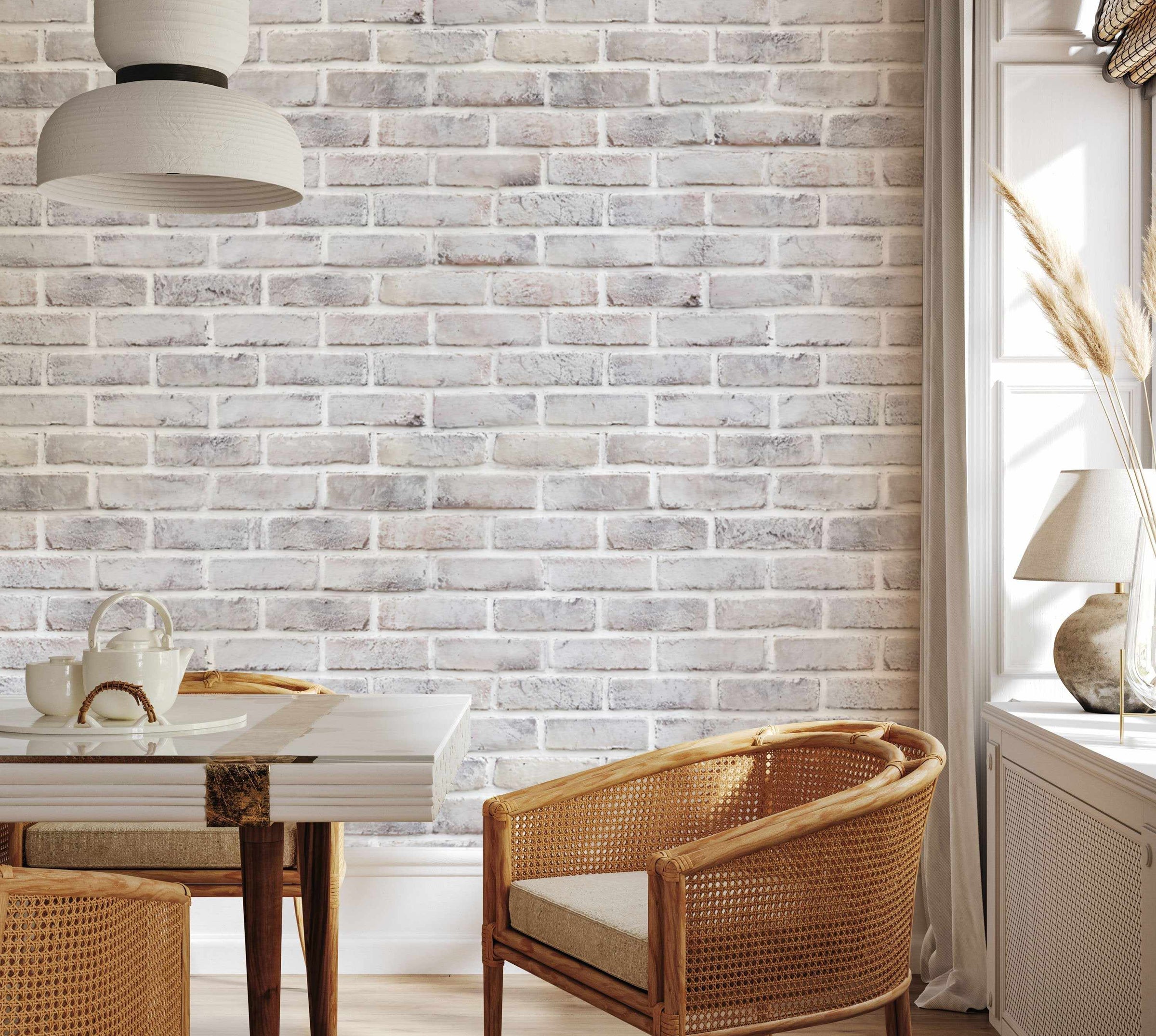 Light Grey Brick Wallpaper | Astek Home