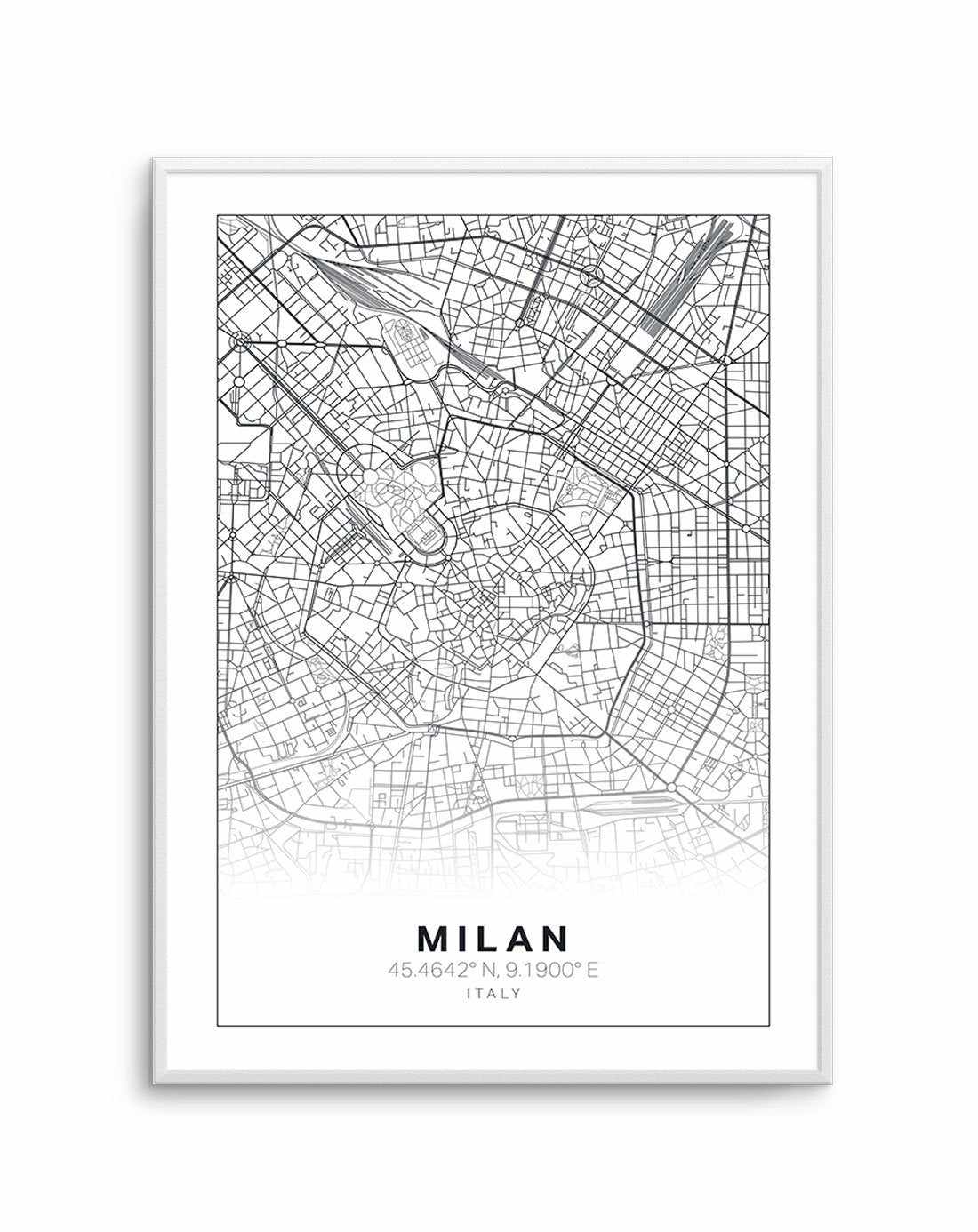 Line Art Map Of Milan Art Print-PRINT-Olive et Oriel-Olive et Oriel-A5 | 5.8" x 8.3" | 14.8 x 21cm-Unframed Art Print-With White Border-Buy-Australian-Art-Prints-Online-with-Olive-et-Oriel-Your-Artwork-Specialists-Austrailia-Decorate-With-Coastal-Photo-Wall-Art-Prints-From-Our-Beach-House-Artwork-Collection-Fine-Poster-and-Framed-Artwork