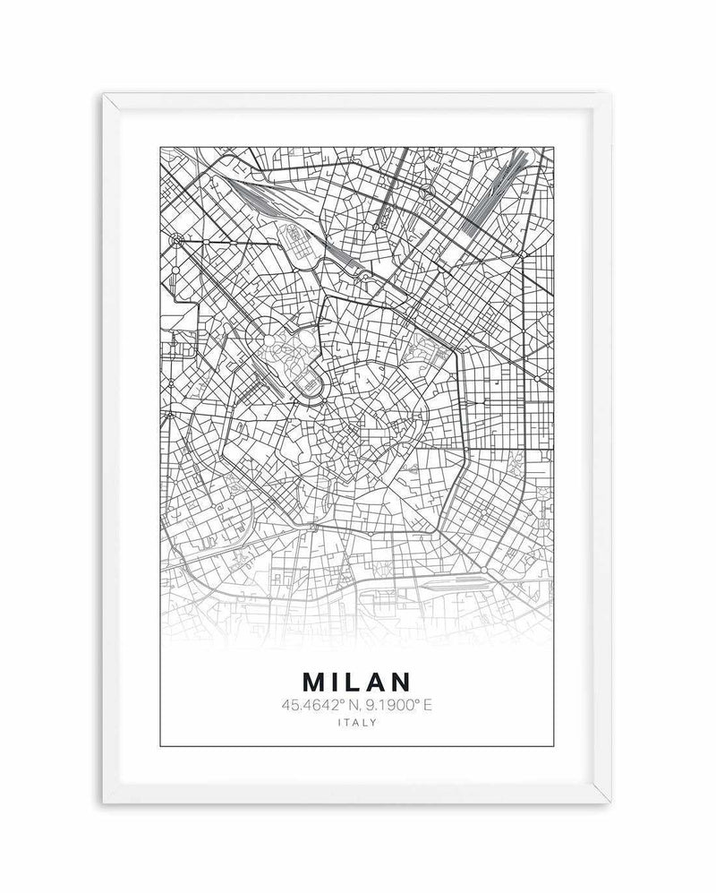 Line Art Map Of Milan Art Print-PRINT-Olive et Oriel-Olive et Oriel-A5 | 5.8" x 8.3" | 14.8 x 21cm-White-With White Border-Buy-Australian-Art-Prints-Online-with-Olive-et-Oriel-Your-Artwork-Specialists-Austrailia-Decorate-With-Coastal-Photo-Wall-Art-Prints-From-Our-Beach-House-Artwork-Collection-Fine-Poster-and-Framed-Artwork