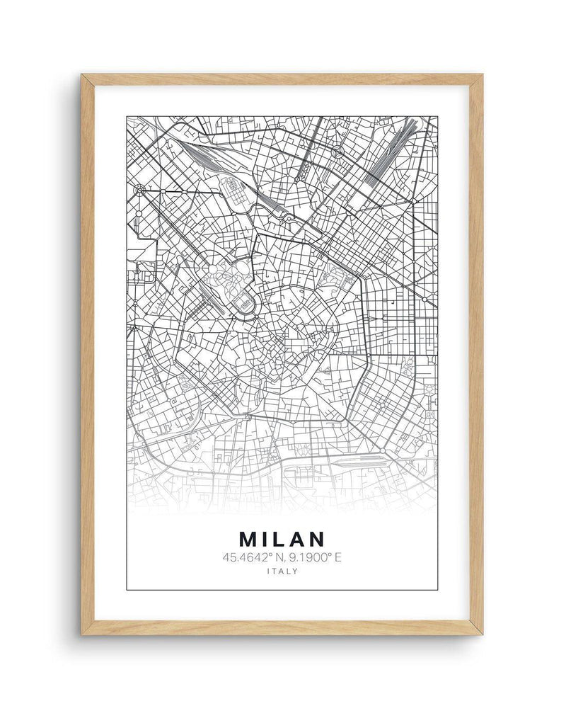 Line Art Map Of Milan Art Print-PRINT-Olive et Oriel-Olive et Oriel-A5 | 5.8" x 8.3" | 14.8 x 21cm-Oak-With White Border-Buy-Australian-Art-Prints-Online-with-Olive-et-Oriel-Your-Artwork-Specialists-Austrailia-Decorate-With-Coastal-Photo-Wall-Art-Prints-From-Our-Beach-House-Artwork-Collection-Fine-Poster-and-Framed-Artwork