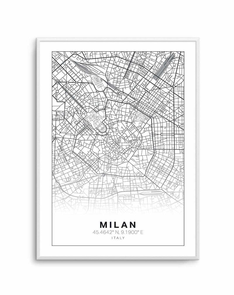Line Art Map Of Milan Art Print-PRINT-Olive et Oriel-Olive et Oriel-A5 | 5.8" x 8.3" | 14.8 x 21cm-Unframed Art Print-With White Border-Buy-Australian-Art-Prints-Online-with-Olive-et-Oriel-Your-Artwork-Specialists-Austrailia-Decorate-With-Coastal-Photo-Wall-Art-Prints-From-Our-Beach-House-Artwork-Collection-Fine-Poster-and-Framed-Artwork