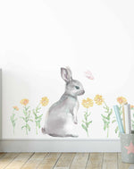 Little Garden Bunny Decal Set-Decals-Olive et Oriel-Decorate your kids bedroom wall decor with removable wall decals, these fabric kids decals are a great way to add colour and update your children's bedroom. Available as girls wall decals or boys wall decals, there are also nursery decals.
