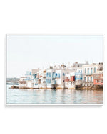 Little Venice | Mykonos | Framed Canvas-Shop Greece Wall Art Prints Online with Olive et Oriel - Our collection of Greek Islands art prints offer unique wall art including blue domes of Santorini in Oia, mediterranean sea prints and incredible posters from Milos and other Greece landscape photography - this collection will add mediterranean blue to your home, perfect for updating the walls in coastal, beach house style. There is Greece art on canvas and extra large wall art with fast, free shipp