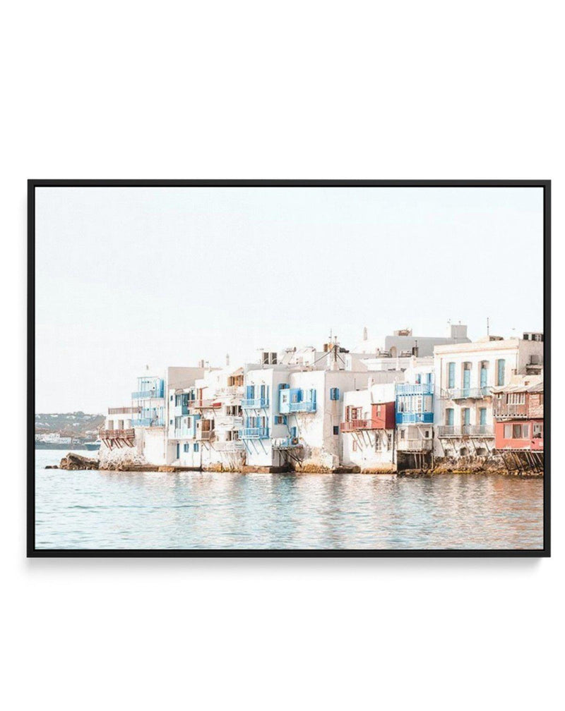 Little Venice | Mykonos | Framed Canvas-Shop Greece Wall Art Prints Online with Olive et Oriel - Our collection of Greek Islands art prints offer unique wall art including blue domes of Santorini in Oia, mediterranean sea prints and incredible posters from Milos and other Greece landscape photography - this collection will add mediterranean blue to your home, perfect for updating the walls in coastal, beach house style. There is Greece art on canvas and extra large wall art with fast, free shipp