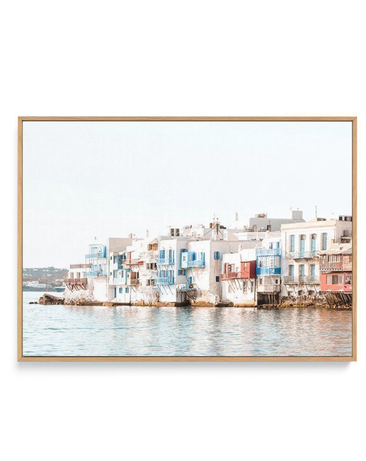 Little Venice | Mykonos | Framed Canvas-Shop Greece Wall Art Prints Online with Olive et Oriel - Our collection of Greek Islands art prints offer unique wall art including blue domes of Santorini in Oia, mediterranean sea prints and incredible posters from Milos and other Greece landscape photography - this collection will add mediterranean blue to your home, perfect for updating the walls in coastal, beach house style. There is Greece art on canvas and extra large wall art with fast, free shipp