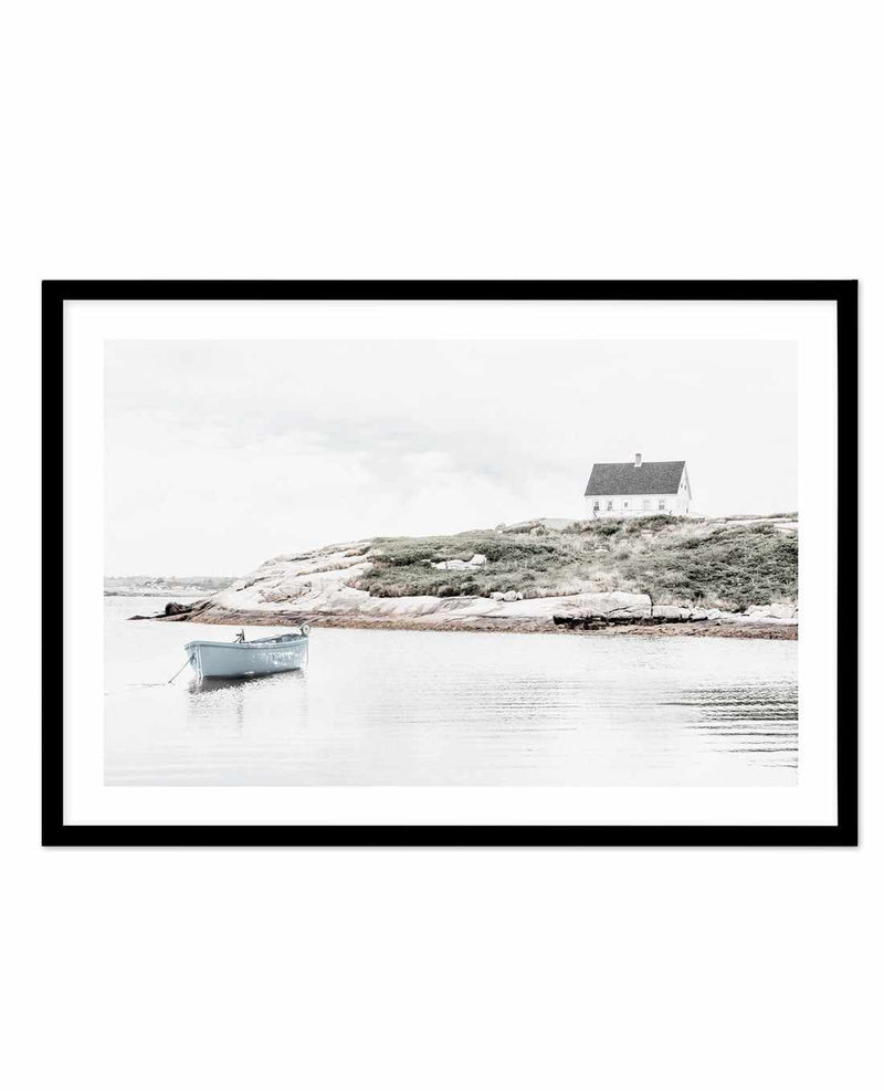 Little Blue Boat Art Print-PRINT-Olive et Oriel-Olive et Oriel-A5 | 5.8" x 8.3" | 14.8 x 21cm-Black-With White Border-Buy-Australian-Art-Prints-Online-with-Olive-et-Oriel-Your-Artwork-Specialists-Austrailia-Decorate-With-Coastal-Photo-Wall-Art-Prints-From-Our-Beach-House-Artwork-Collection-Fine-Poster-and-Framed-Artwork