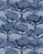 Luxe Fan Palm In Navy Wallpaper
